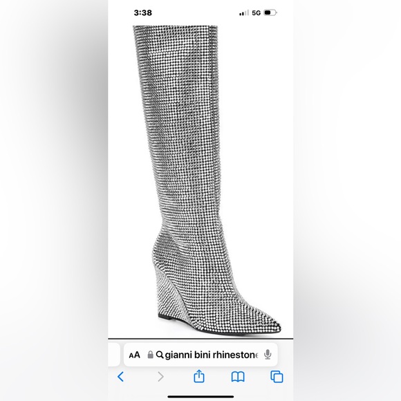 Gianii Bini GaborTwo Rhinestone pointed wedge boots brand new never worn - Picture 3 of 3